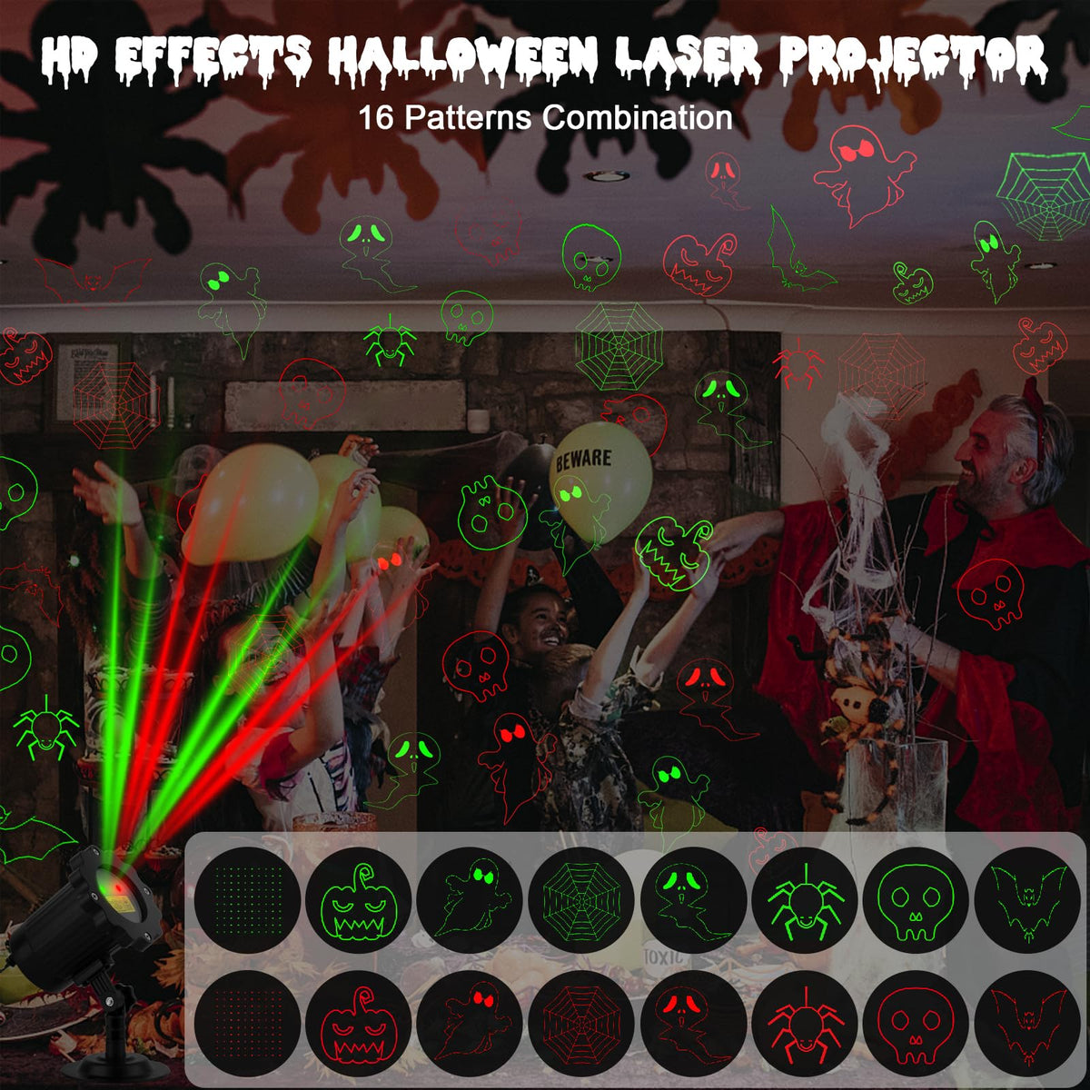 Outdoor Laser Projector Light with RF Remote and Timer for Holiday Decorations