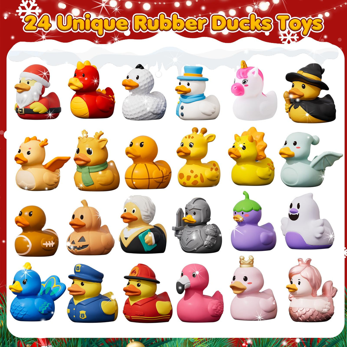24-Piece Holiday Rubber Duck Advent Calendar with Festive Costumes for Kids Ages 3-8