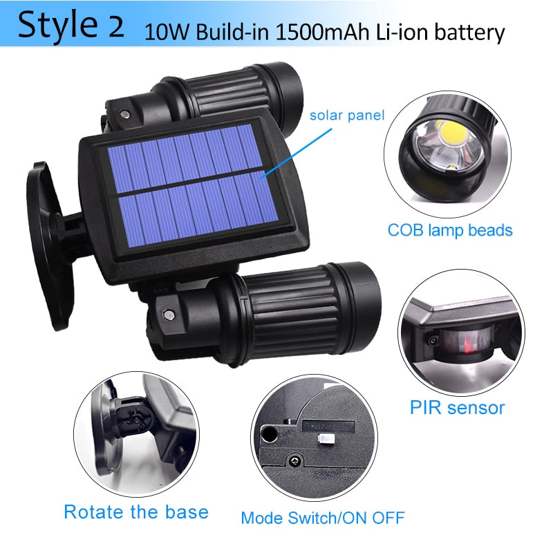 Motion Sensor Solar LED Light with 360 Degree Rotation and 600 Lumens