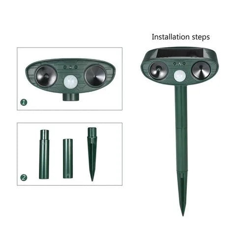 Solar Motion Sensor Repeller with Ultrasonic Pulses and Flashing Light, 4-Pack