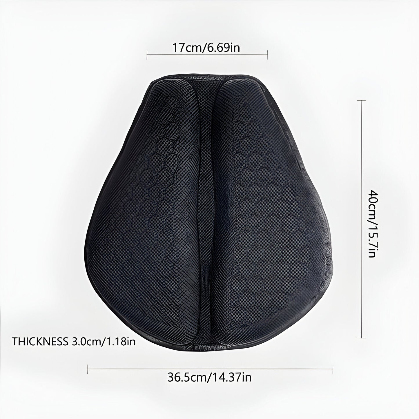 Gel Seat Cushion with Honeycomb Interior and Airflow Groove for Motorcycles