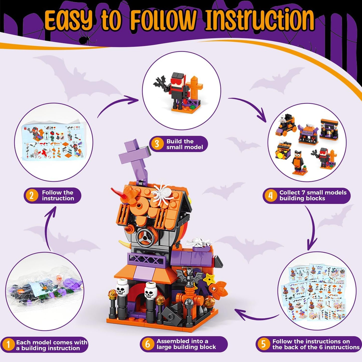 Halloween Building Block Countdown Calendar with 31 Daily Builds and 5 Character Figures