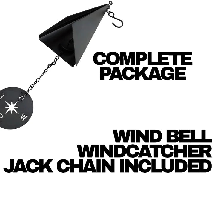 Triangular Wind Bell with Compass Windcatcher and Jack Chain, 20 Inch Height