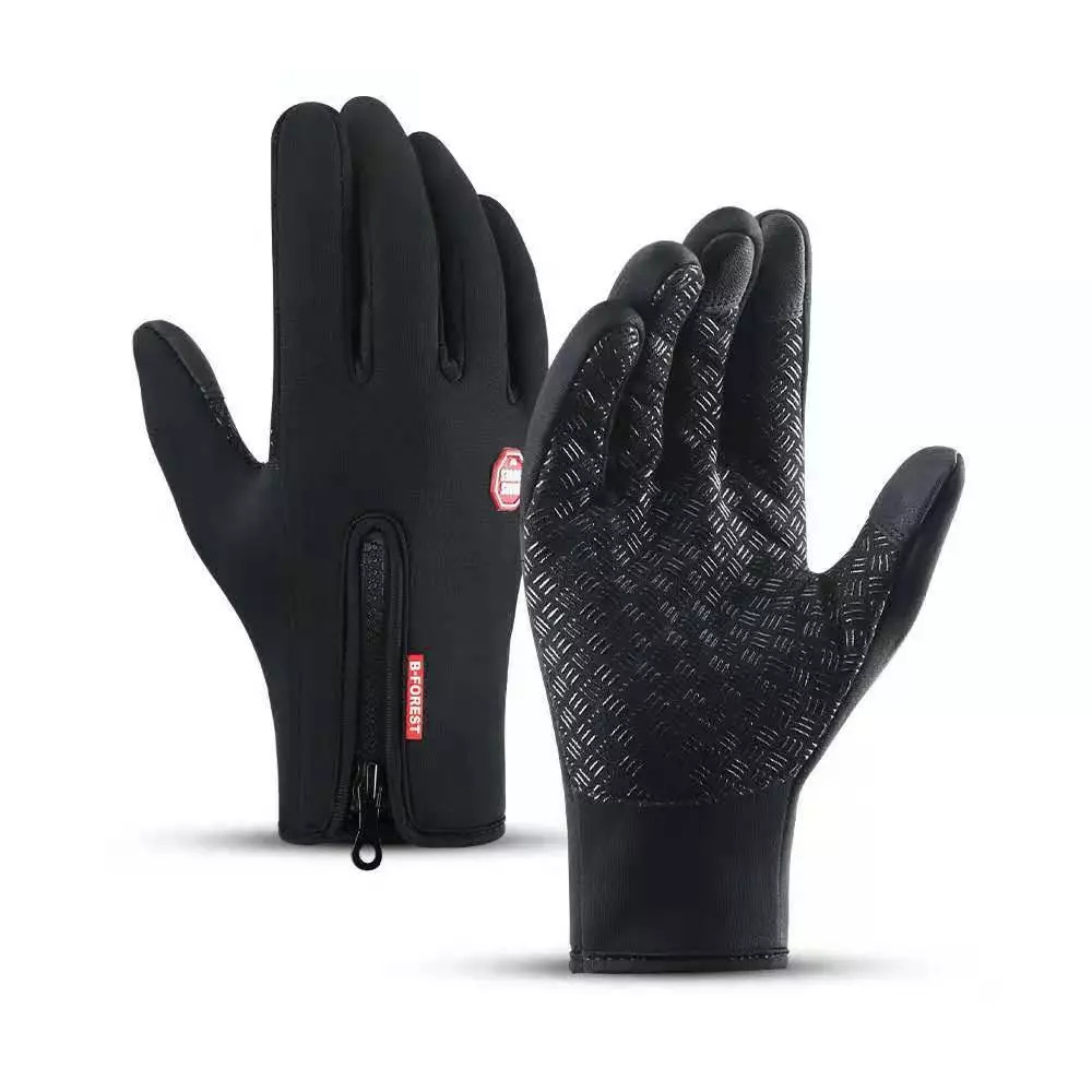 Thermal Touchscreen Gloves with Silicone Grip Palms and Wind-Resistant Shell
