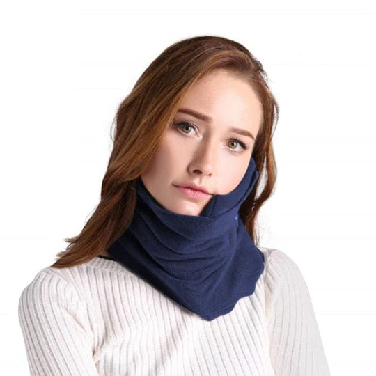 Microbead Neck Pillow with Built-In Phone Holder and Spring Support for Travel