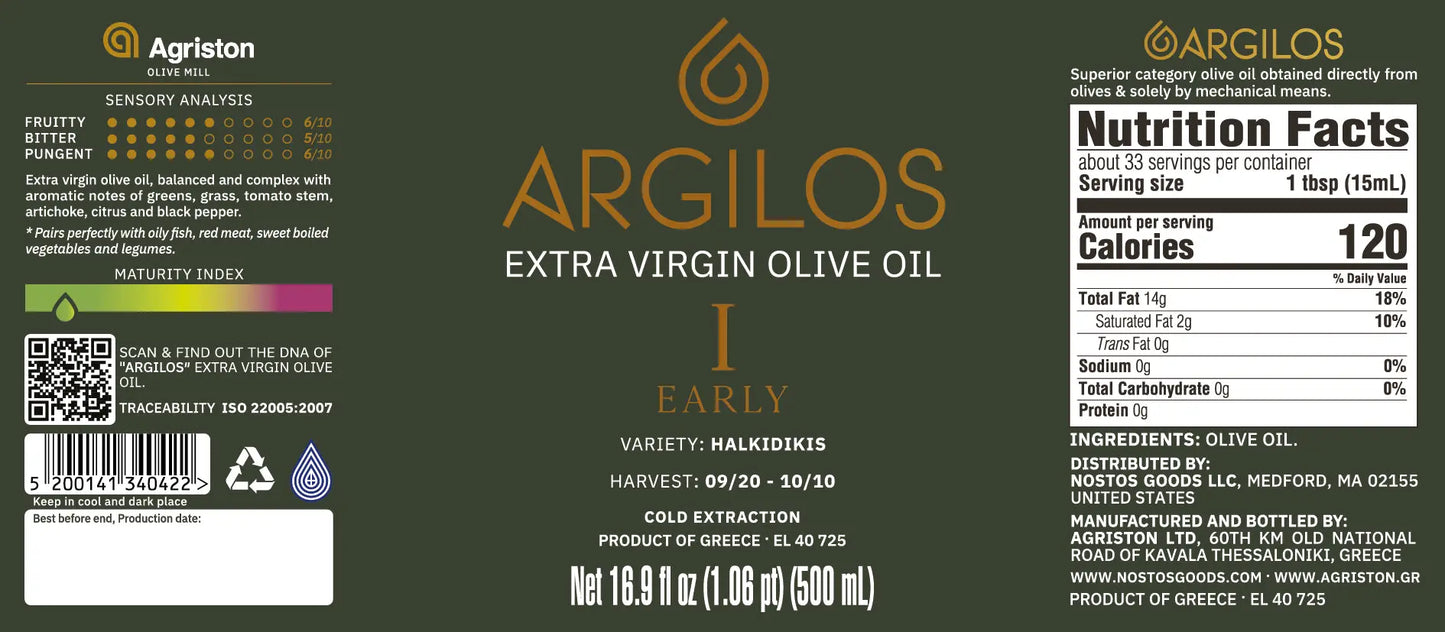 ARGILOS I (Early Harvest) Extra Virgin Olive Oil (500ml) - Nostos Goods