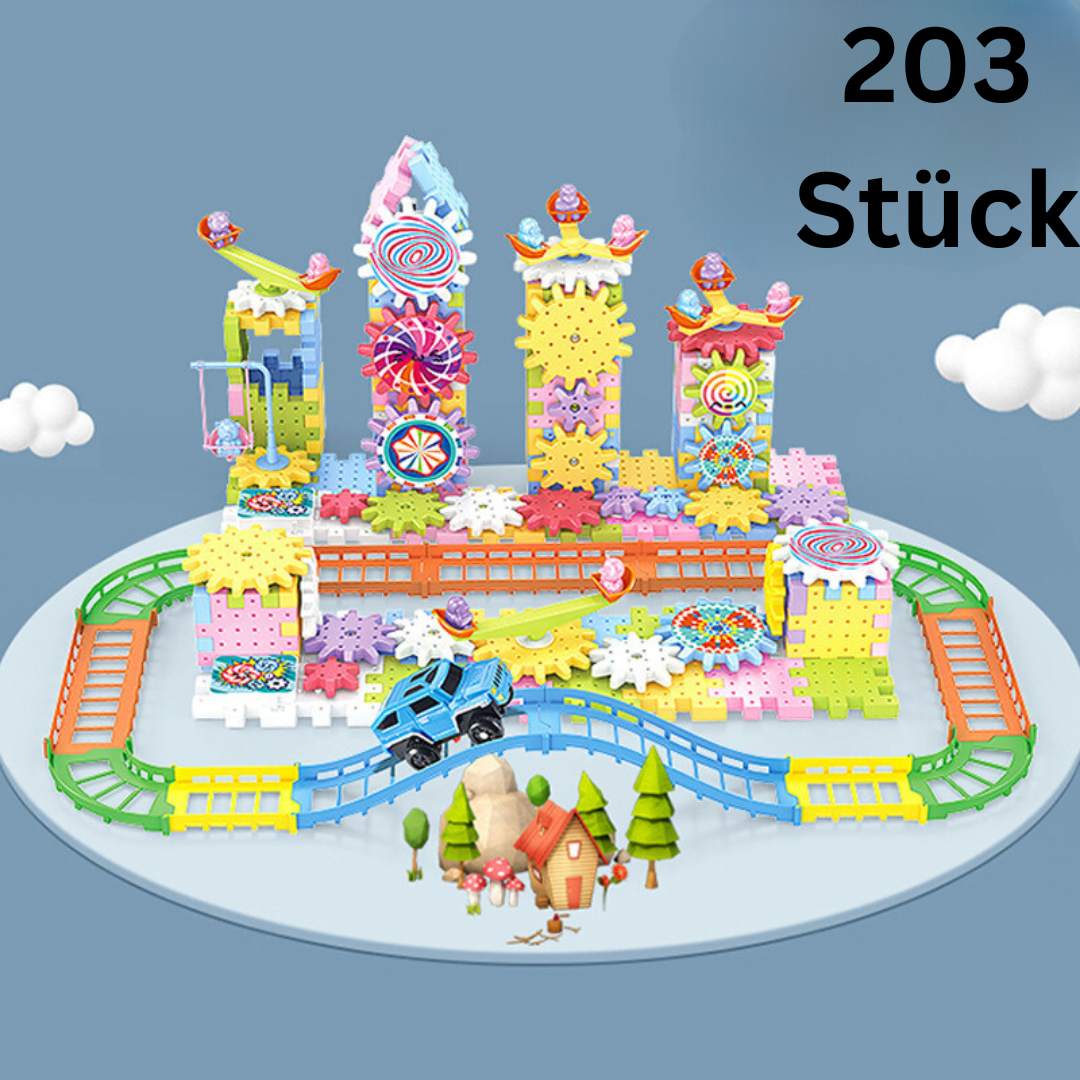 Gear Building Set with Rotating Mechanism and 203 Interlocking Pieces