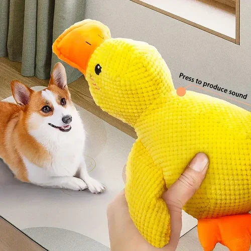 Plush Quacking Duck Dog Toy with Reinforced Seams and Low-Frequency Sound, Machine Washable