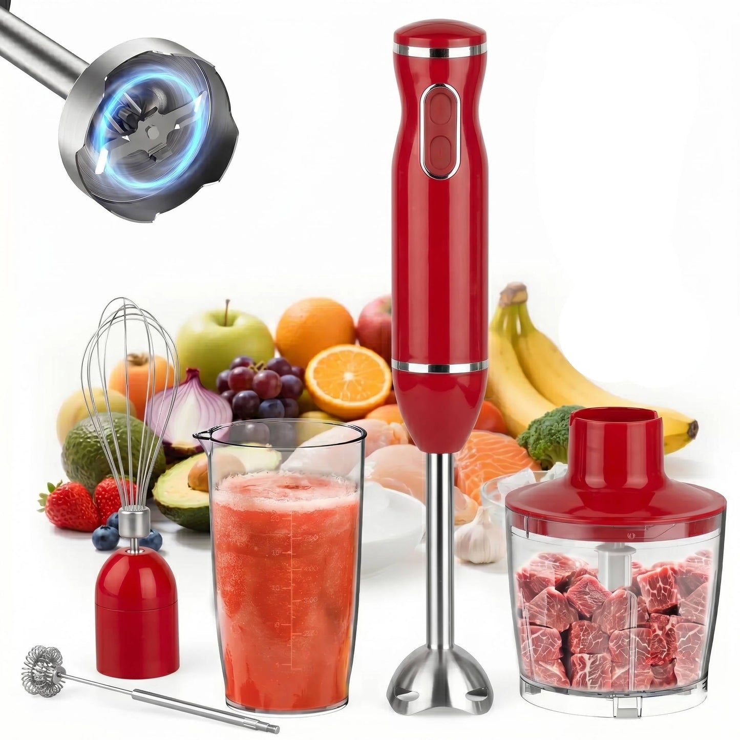 Hand Blender with Milk Frother and Chopper Bowl, 1000W 20 Speed
