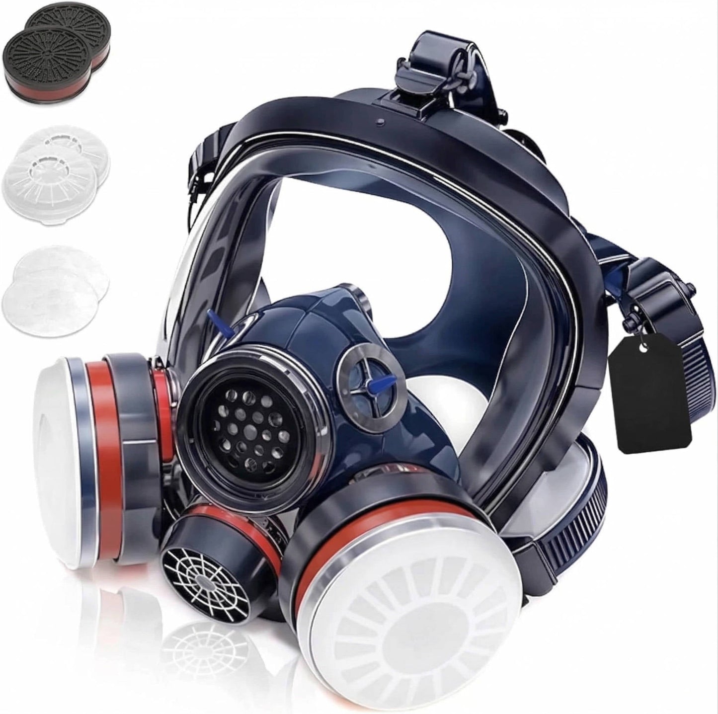 Full Face Vapor Respirator Mask with Activated Charcoal Filters and Anti Fog Shield