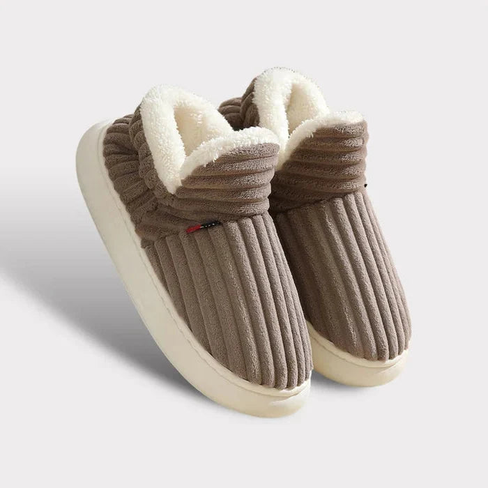 Ankle Height Fleece Slippers with Textured Non-Slip Base and Cushioned Sole