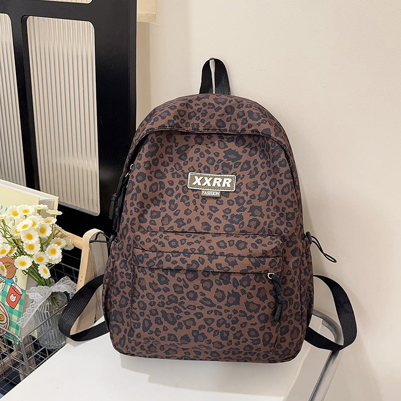 Animal Print Backpack with Padded Straps and Dual Compartment Storage