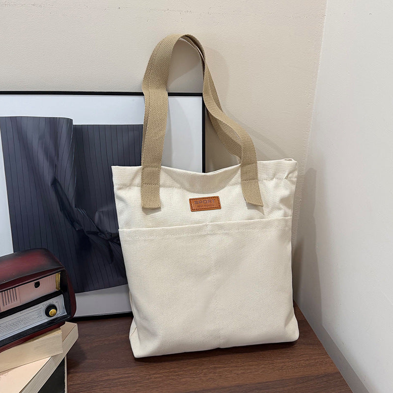 Canvas Tote Bag with Reinforced Shoulder Straps and Wide Open Top