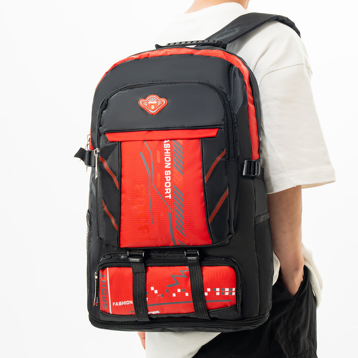 Multi-Compartment Backpack with Water Resistant Fabric and Reflective Strips