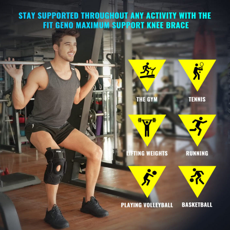 Knee Brace with Removable Aluminum Hinges and Gel Cushion, Adjustable Straps