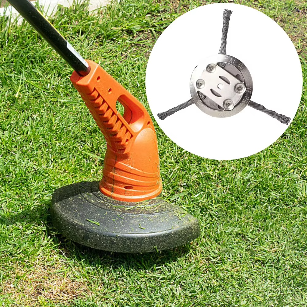 Steel Wire Brush Trimmer Head for Battery-Powered Grass Trimmers, 6-Inch Diameter
