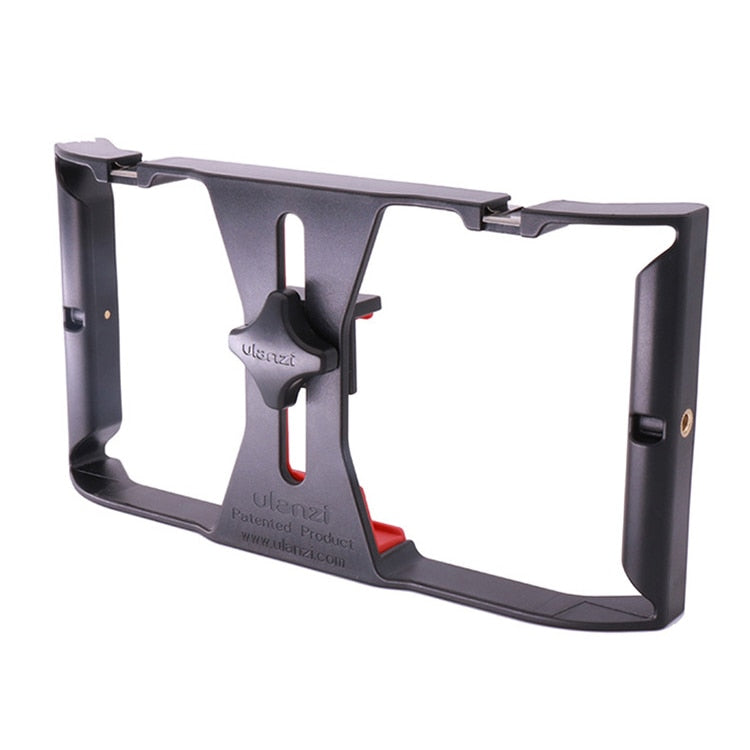 Smartphone Video Rig with Triple Cold Shoe Mounts and Rotatable Phone Clip