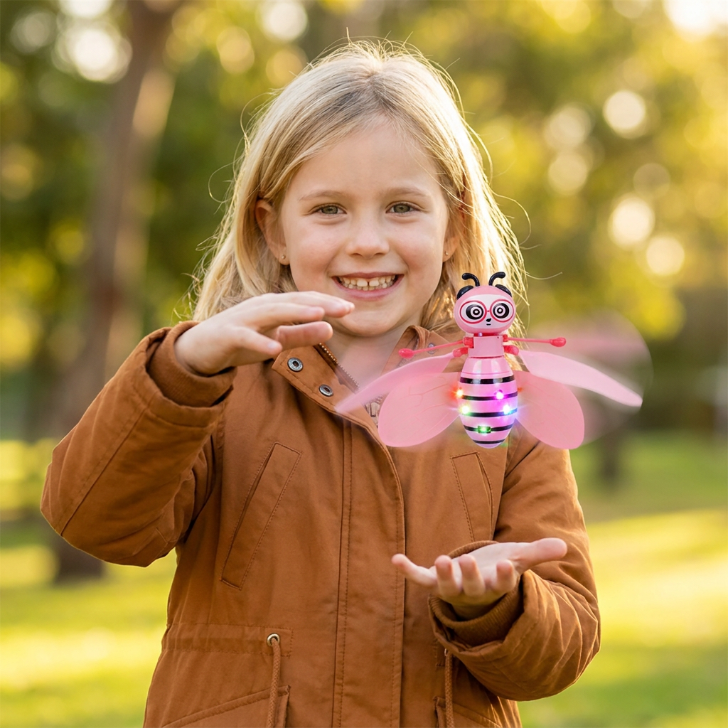 Motion Sensor Flying Bee with LED Lights and Obstacle Detection