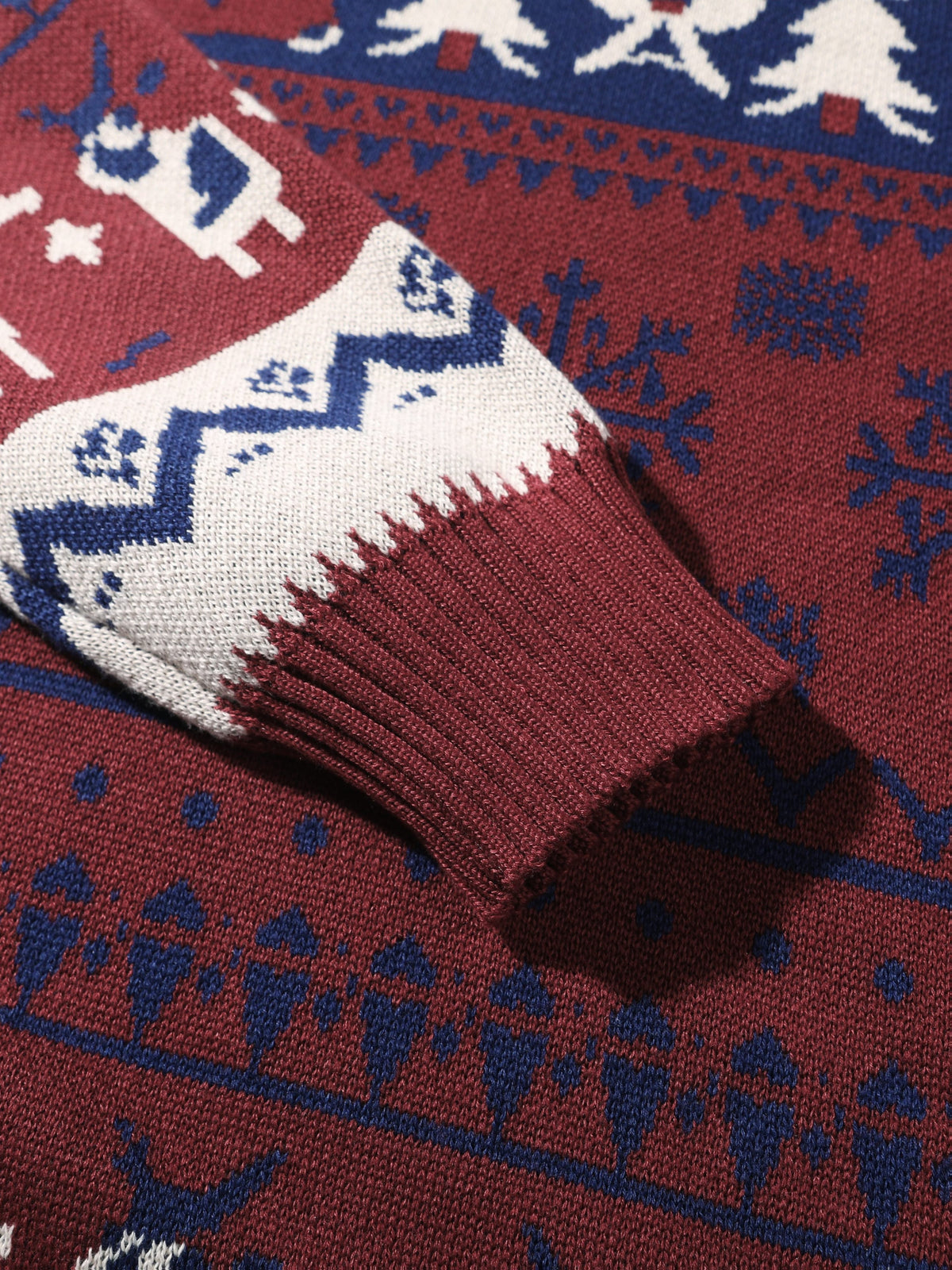 Christmas Hooded Sweater with Reindeer, Snowflake and Star Patterns and a Drawstring Hood in Two Styles