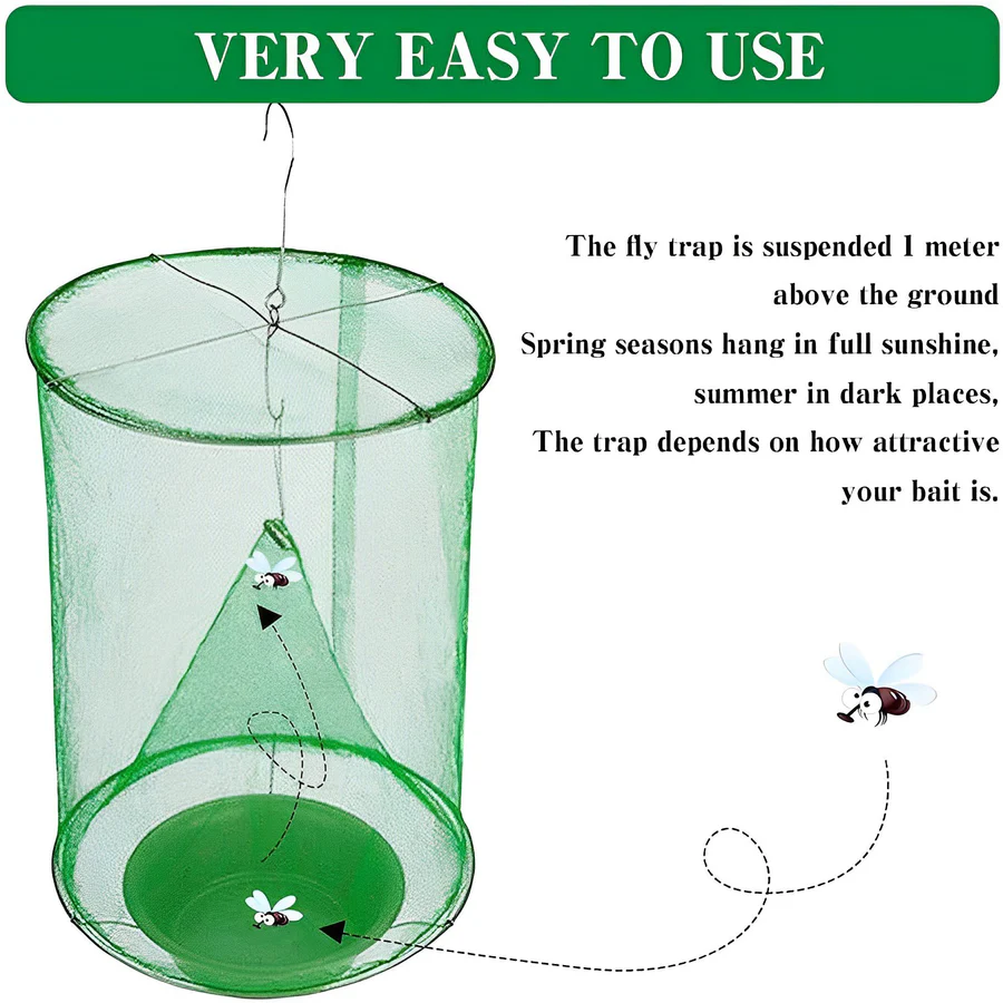 Outdoor Fly Trap with Expandable Chamber and Natural Bait Units