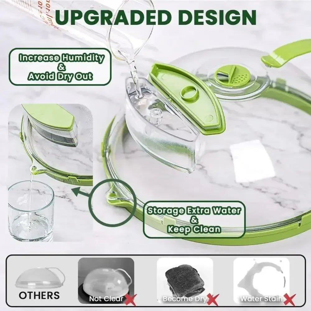 Microwave Splatter Dome with Adjustable Steam Vent and Water Reservoir for 10 Inch Plates
