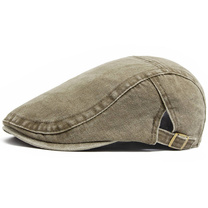 Vintage Newsboy Cap with Eight Panel Construction and Adjustable Interior Band