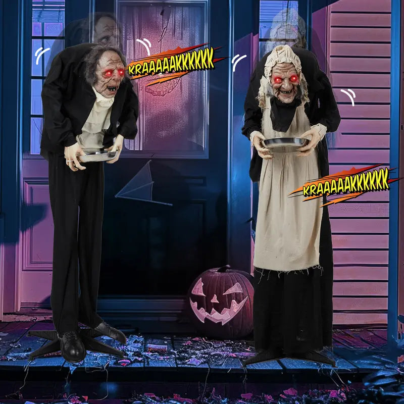 Animated Halloween Yard Figure with Motion Sensor and Red LED Eyes, 5 Feet Tall
