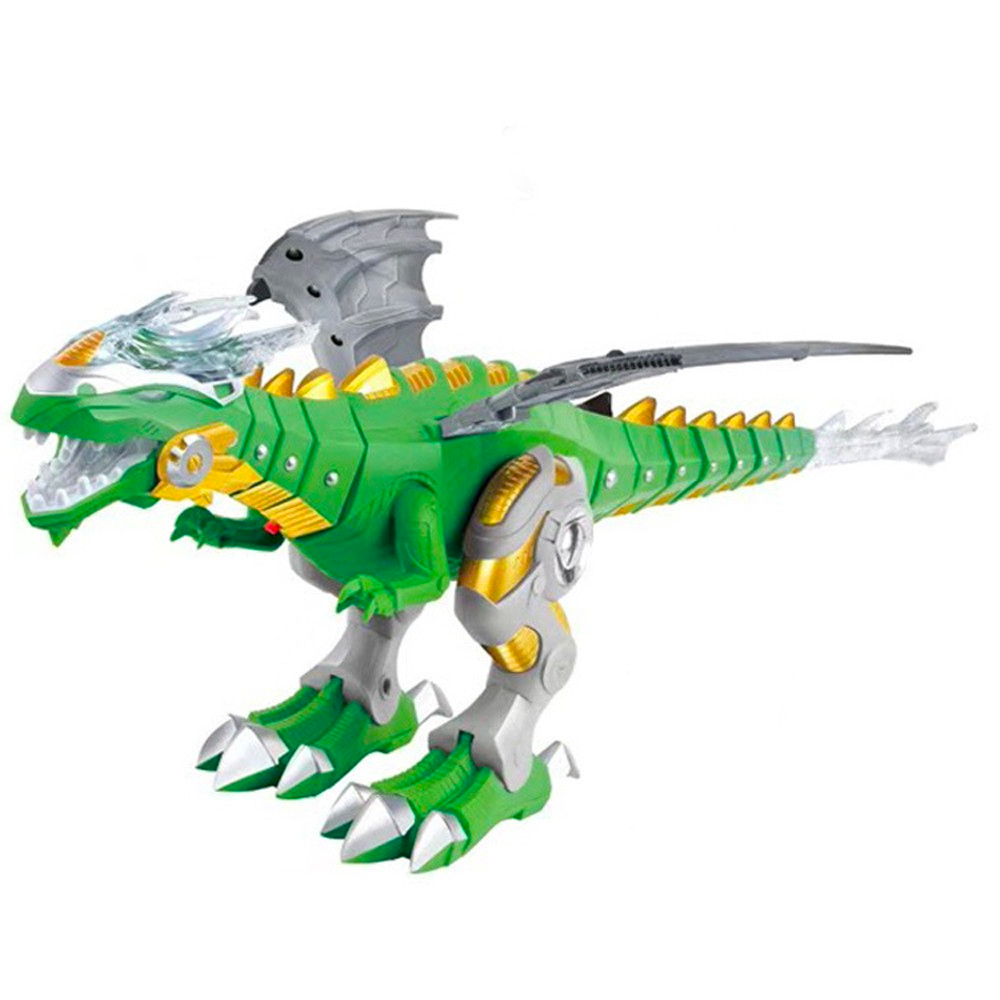 Walking Dragon Toy with Water Mist Fire Effect Lights and Roaring Sounds in White Or Green