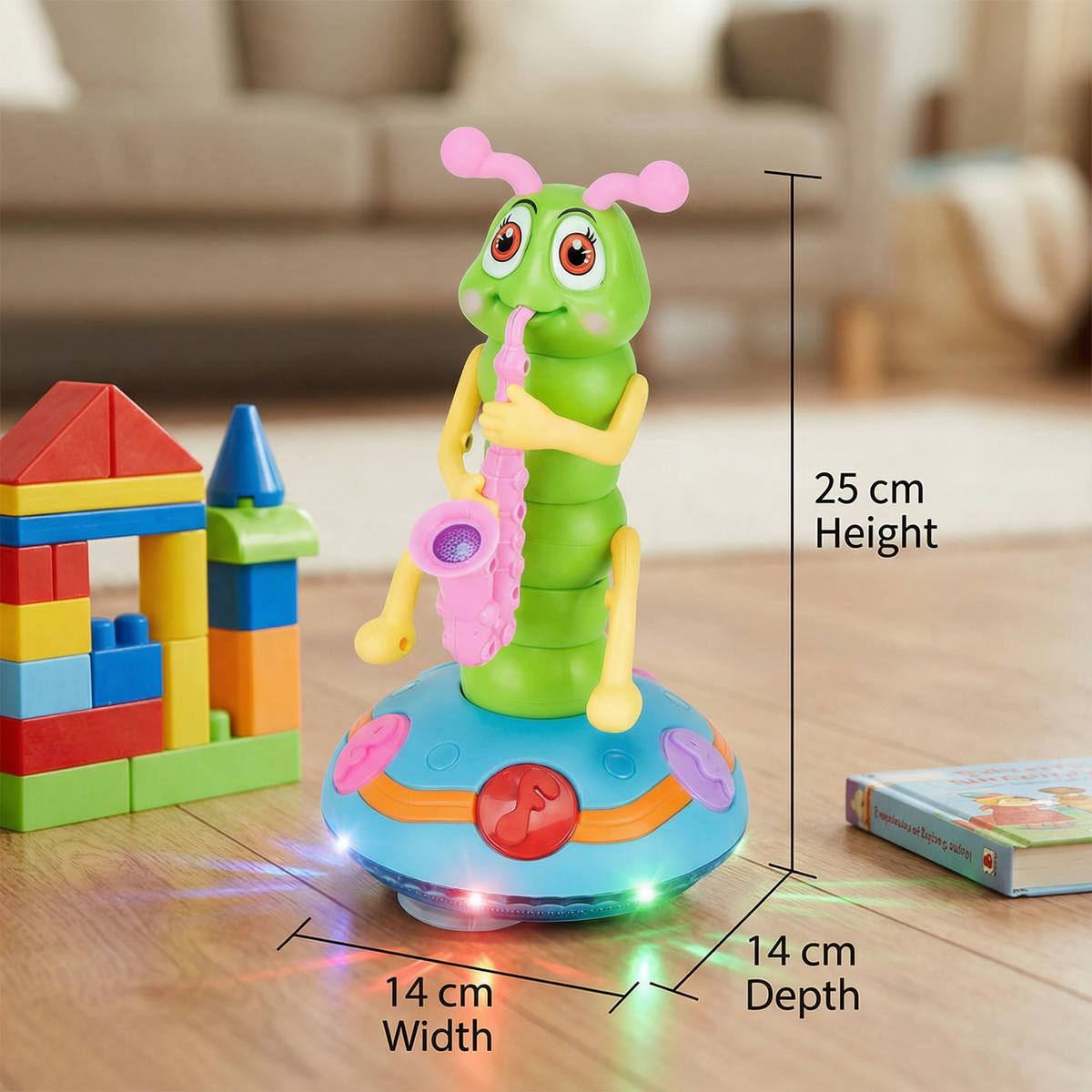 Musical Crawling Caterpillar with Spinning Motion and Multicolor Lights