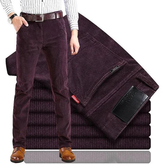 Corduroy Trousers for Men with Cotton Stretch and Straight Cut