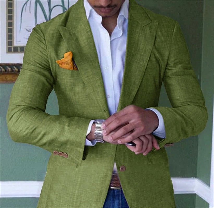 Breathable Cotton Linen Blazer with Short Sleeves and Regular Fit