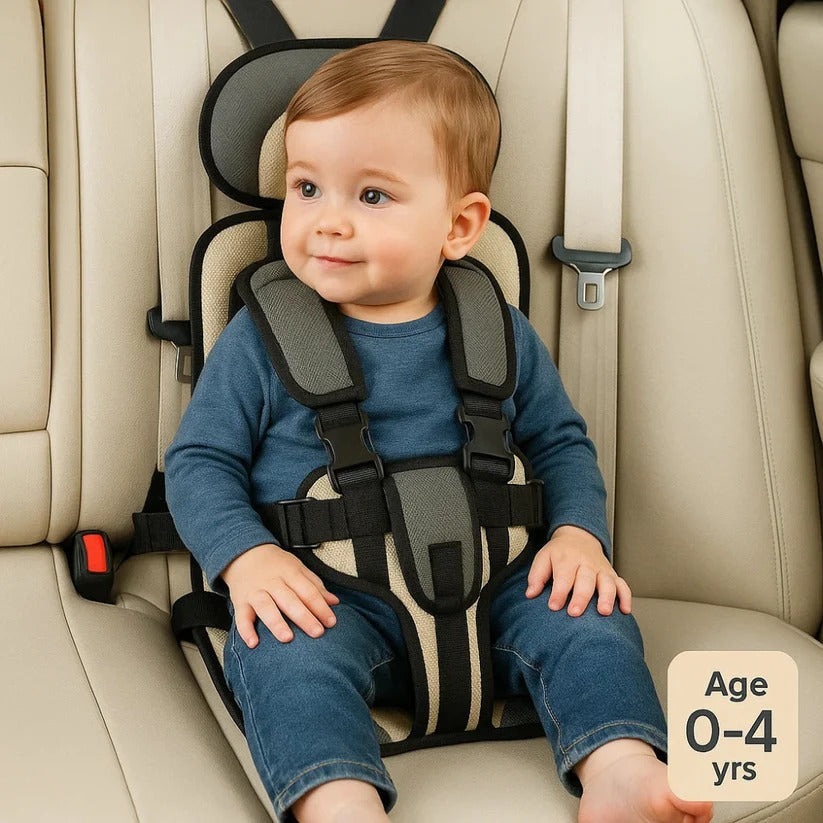 Travel Booster Seat with Five-Point Harness and Backpack Storage for Ages 1-14