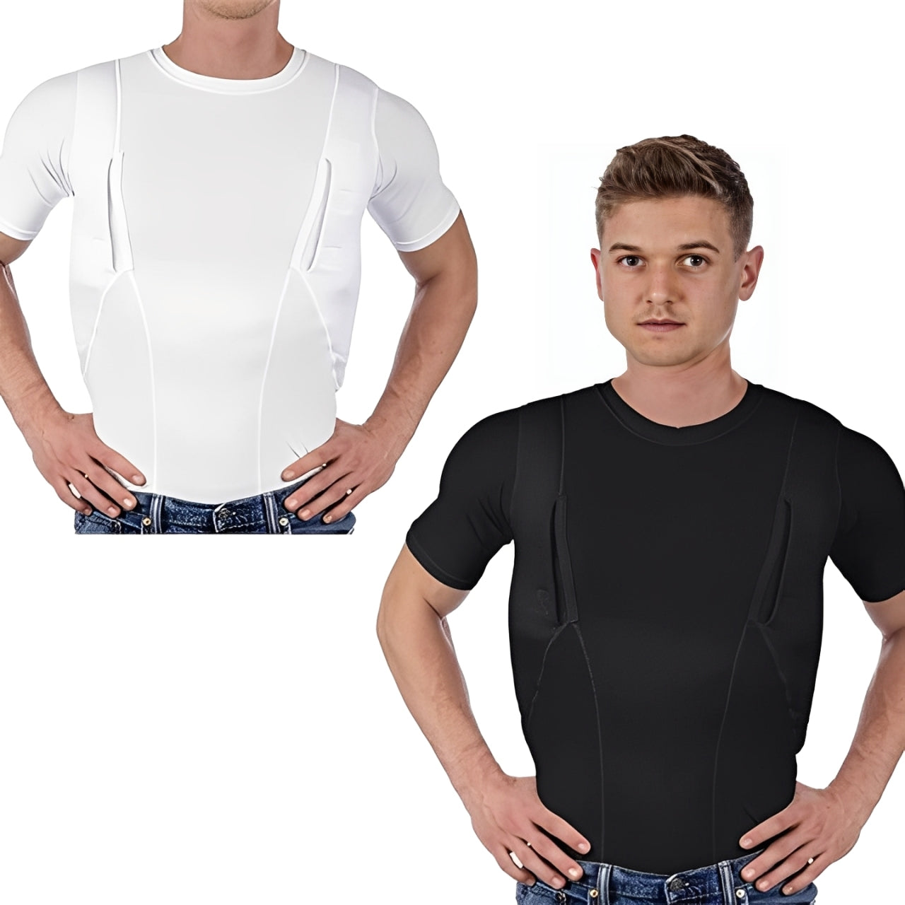 Compression Shirt with Dual Hidden Pockets and Moisture Wicking Fabric