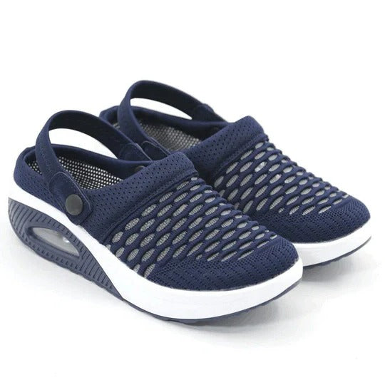 Wedge Walking Shoes with Posture Support and Shock Absorbing Sole, Breathable Upper