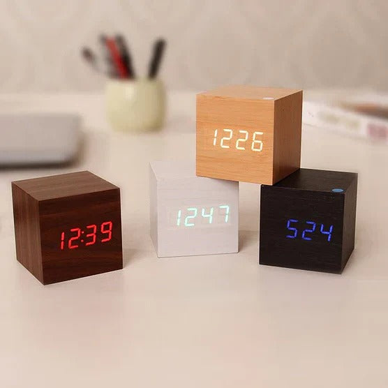 Digital Block Clock with Concealed LED Display and Silent Operation