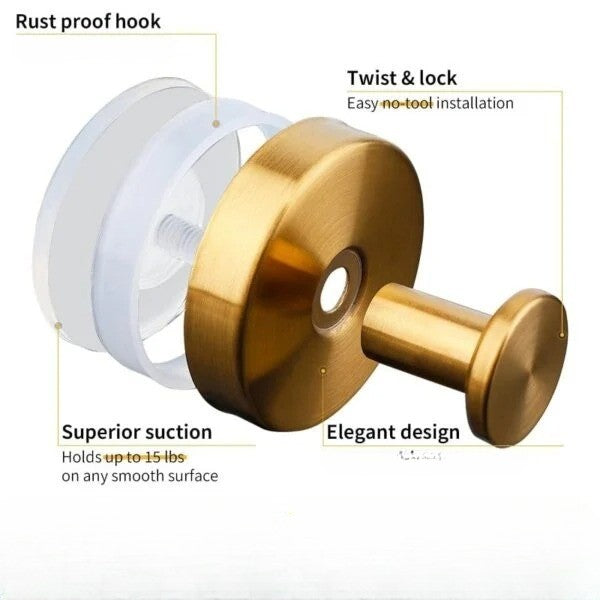 Suction Cup Hooks with Twist Lock and 10 Pound Capacity for Glass and Tile