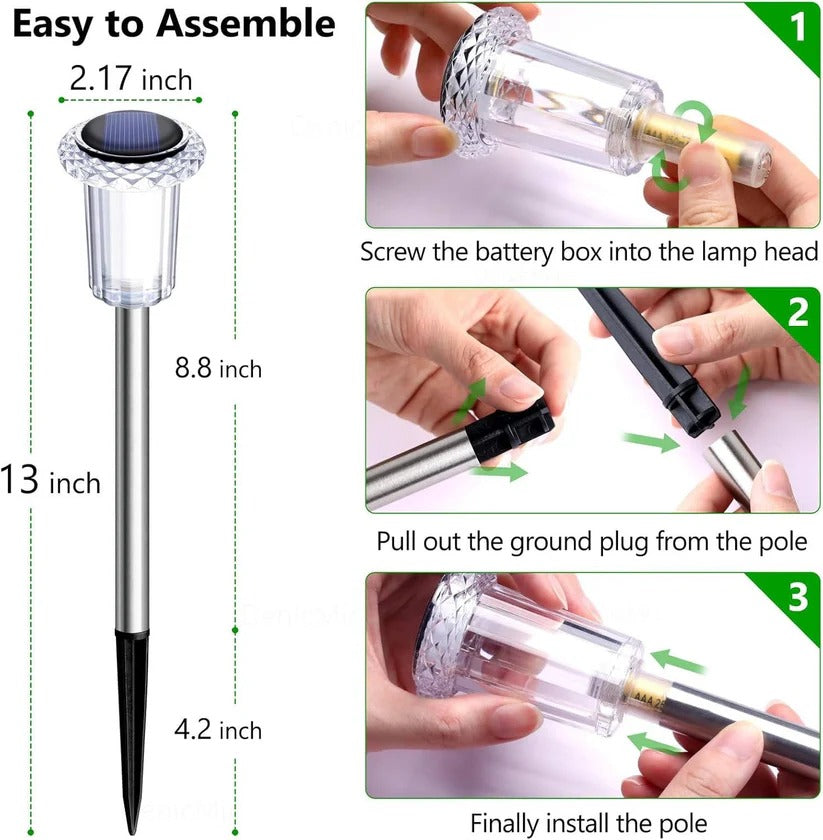 Solar Pathway Light with Snowflake Pattern and Cool White LED, Pack of 10