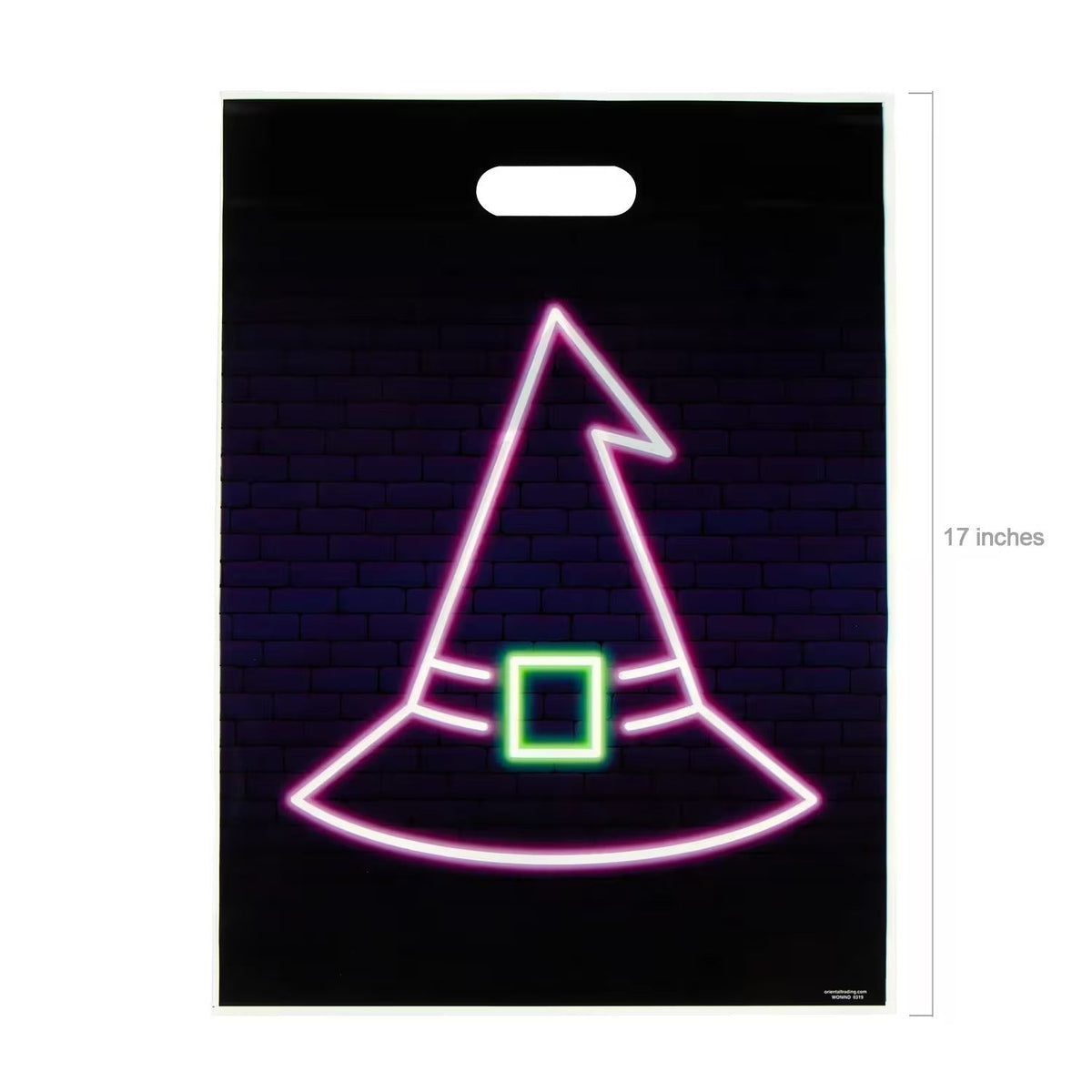 Halloween Goody Bags with Neon Designs and Cutout Handles, 100 Pack