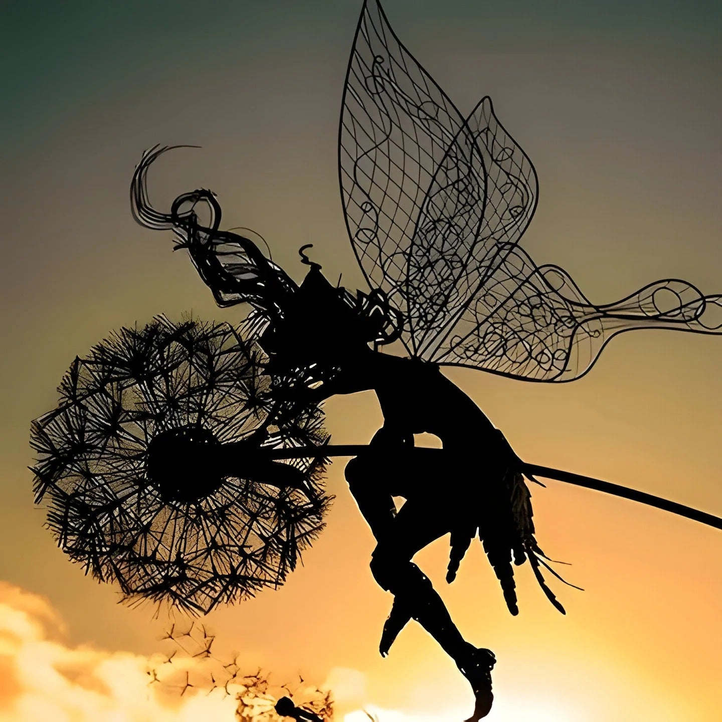 Fairy Silhouette Garden Sculpture with Stake or Base and Shadow Effect