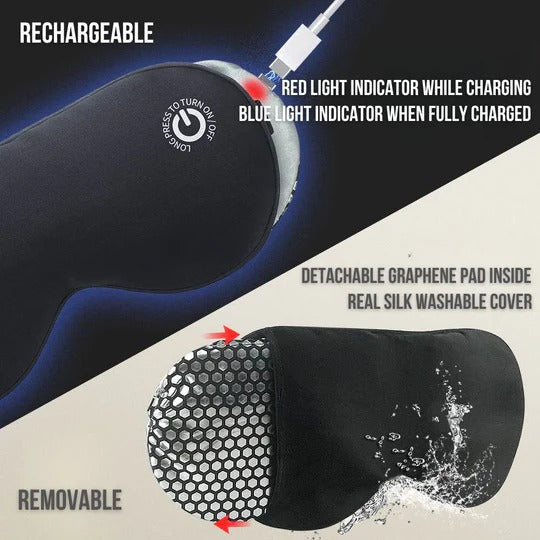 Heated Eye Mask with Three Temperature Settings and Removable Cover, Rechargeable