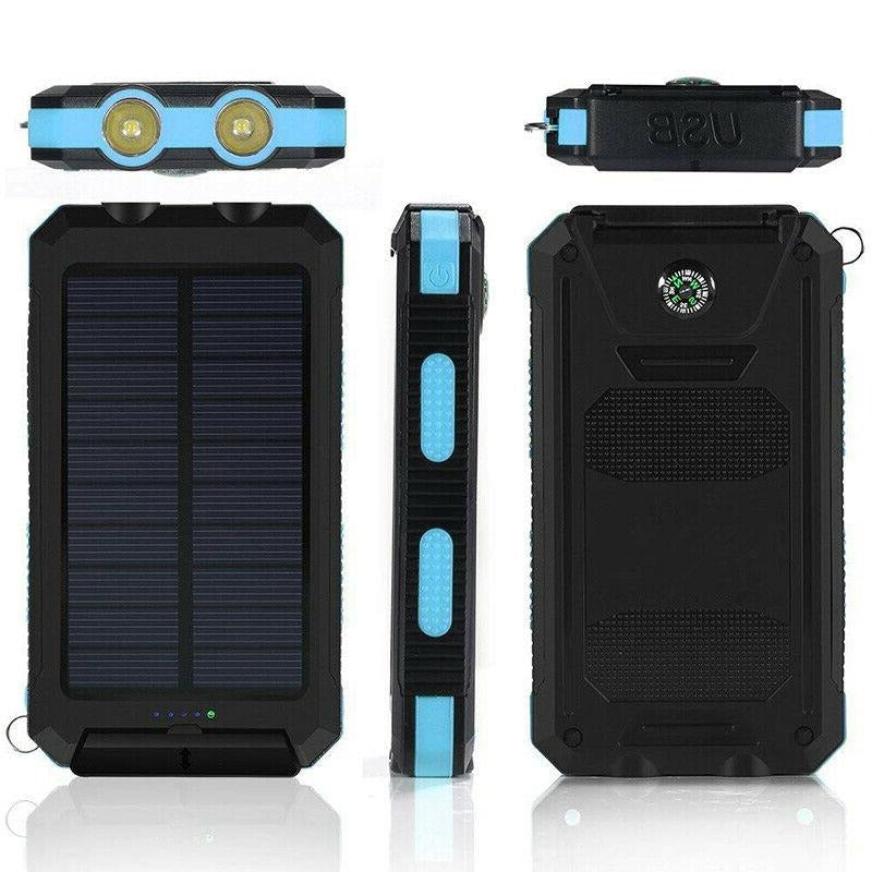 Solar Power Bank 500000mAh with Dual USB Ports and LED Flashlight, IP44 Splash Protection