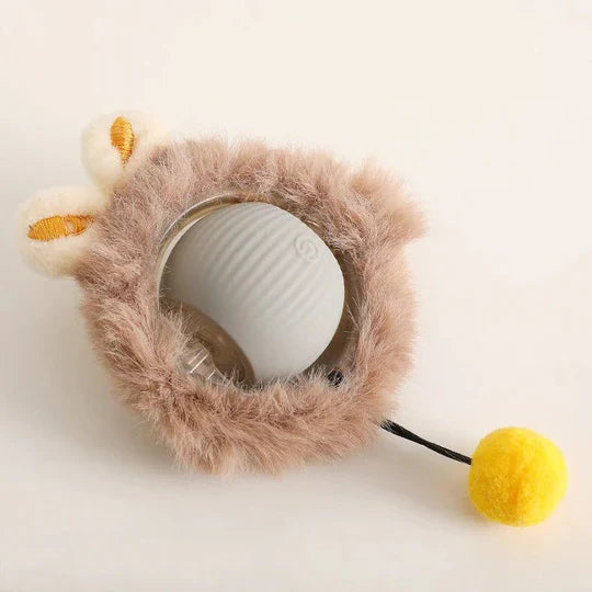 Rolling Ball Toy with Motion Activation and Soft Tail for Dogs