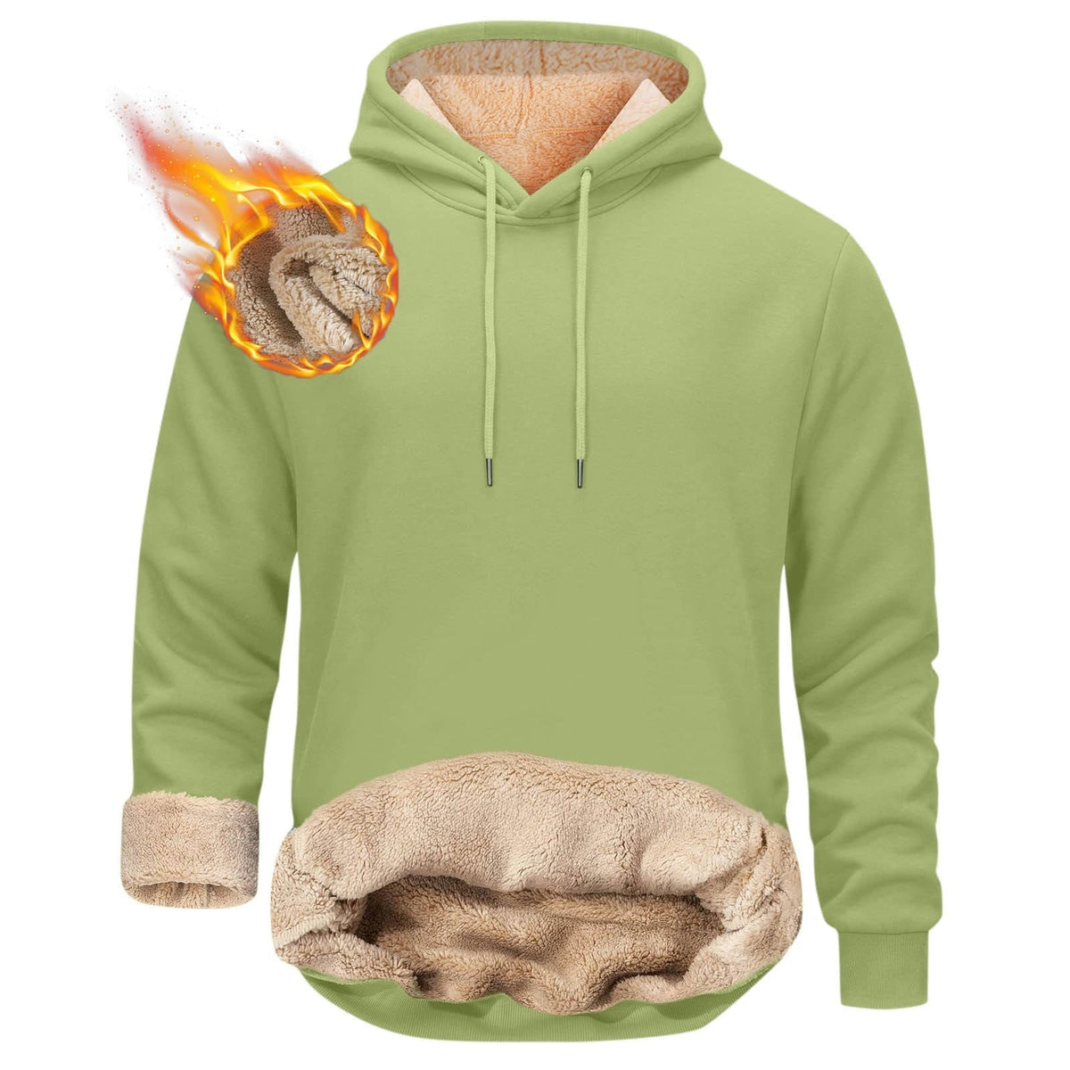 Men's Sherpa Fleece Hoodie with Hidden Security Pocket and Raglan Sleeves