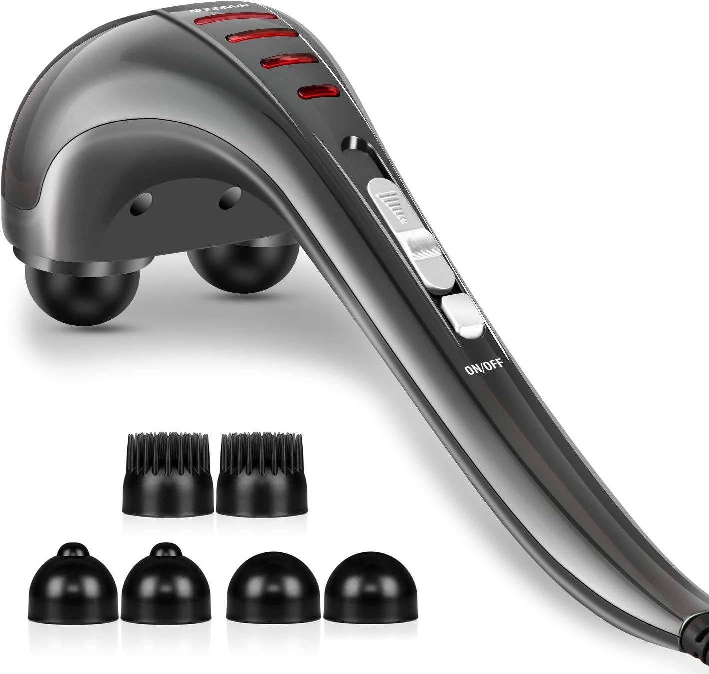 Electric Percussion Massager with Dual Heads and Variable Speed, 3 Interchangeable Nodes