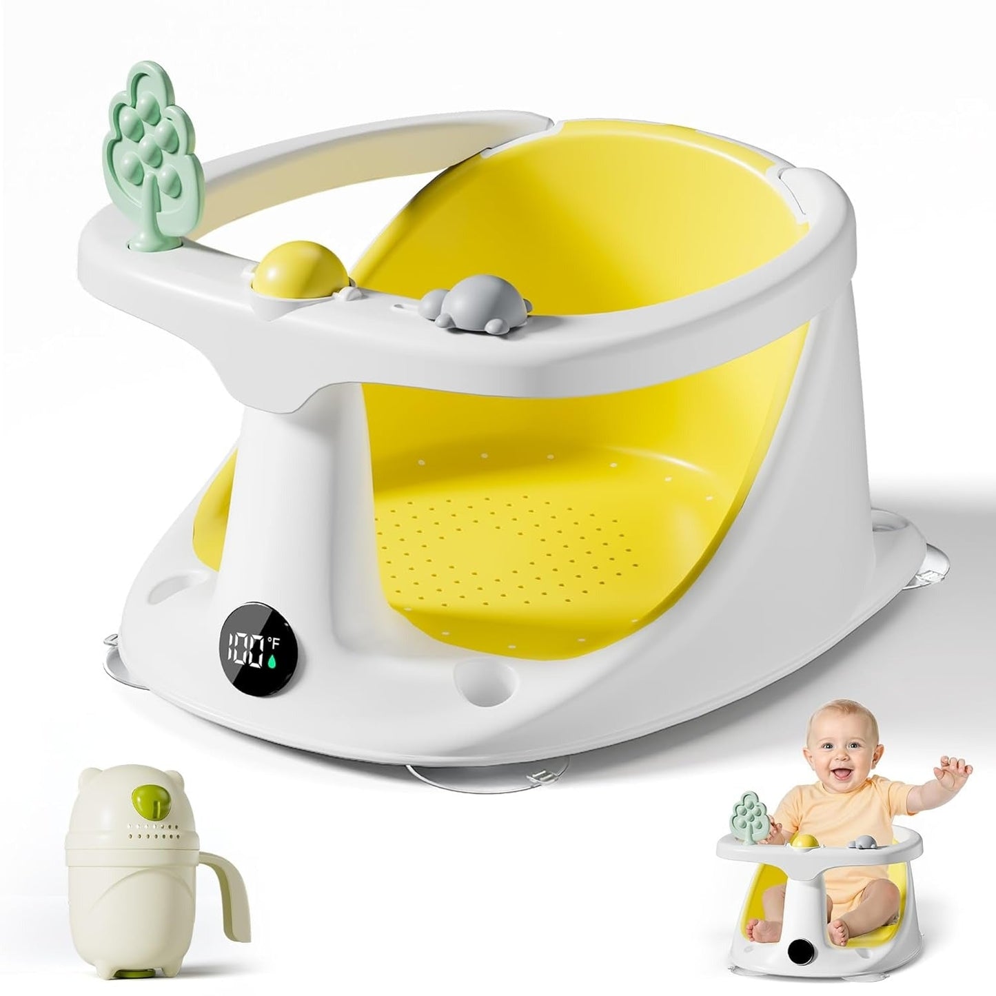 Infant Bath Seat with Temperature Display and Rinse Cup for 6 Months+