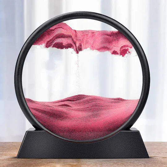 Rotating Sand Art Frame with Colored Grains and Glass Panels