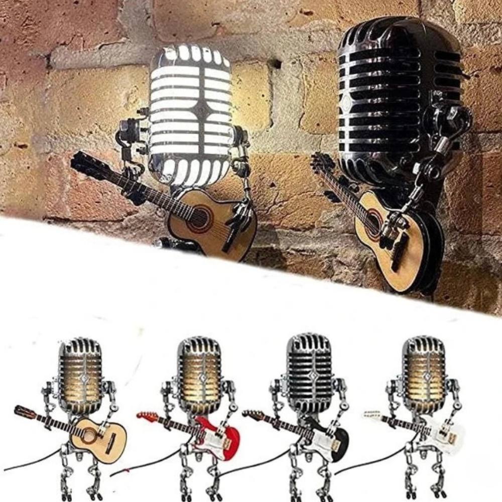Adjustable Metal Robot Desk Lamp with Microphone and Guitar Accessory