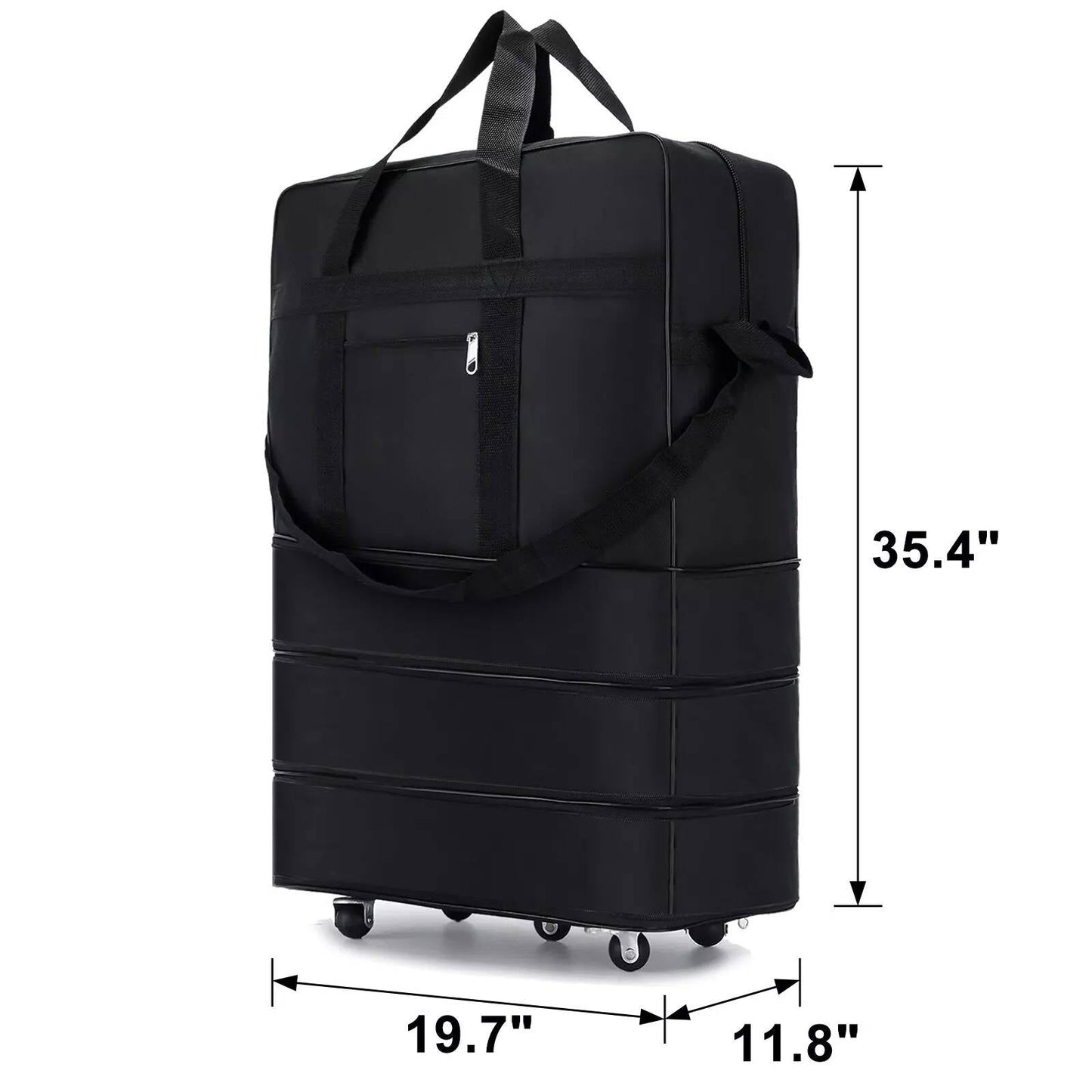 Rolling Duffle Bag with Five-Wheel System and Expandable Storage for Travel