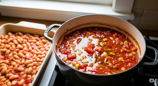 Greek Baked Beans Recipe with Tomato and Olive Oil