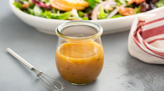 Classic Vinaigrette: 3 parts EVOO to 1 part vinegar, plus Dijon mustard and herbs